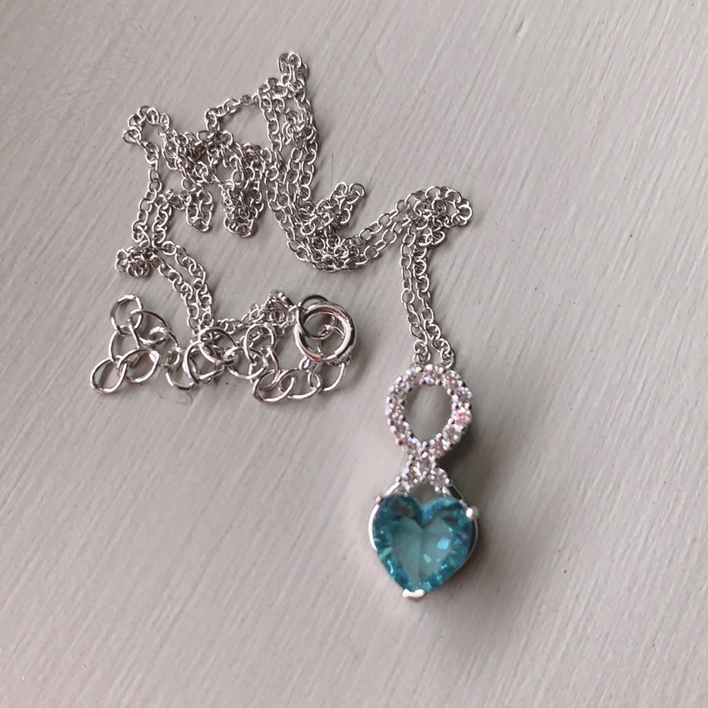 Infinity Aquamarine Heart Necklace
